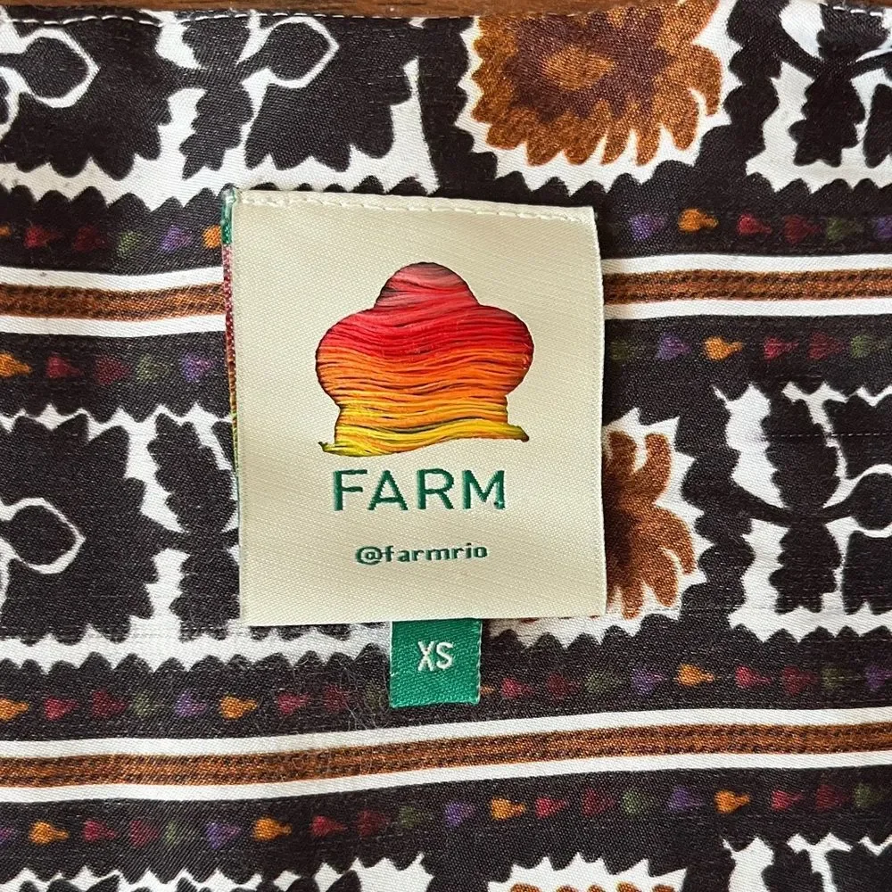 FARM Rio Cream Floral V-Neck Blouse with Red, Purple & Orange Accents